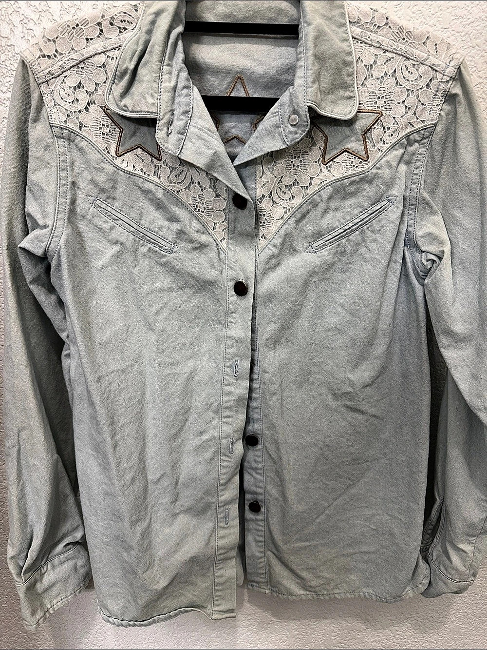 Blue Lace Star Western Button Down